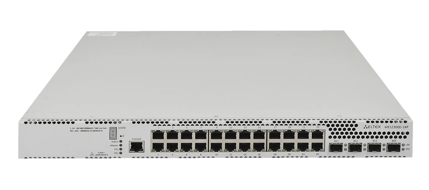 Ethernet-коммутатор MES2300-24P, 24xPoE/PoE+ (1G) + 4x1G/10G SFP+, L3, 220V AC